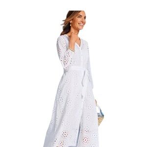 Talbots White Eyelet Button-Up Blouse